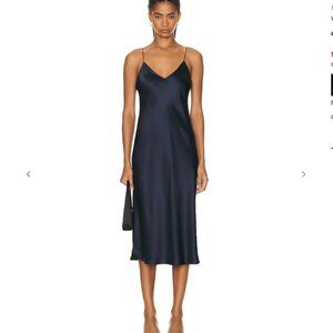 Nili Lotan  Cami Silk Midi Dress in Midnight Navy (Large)